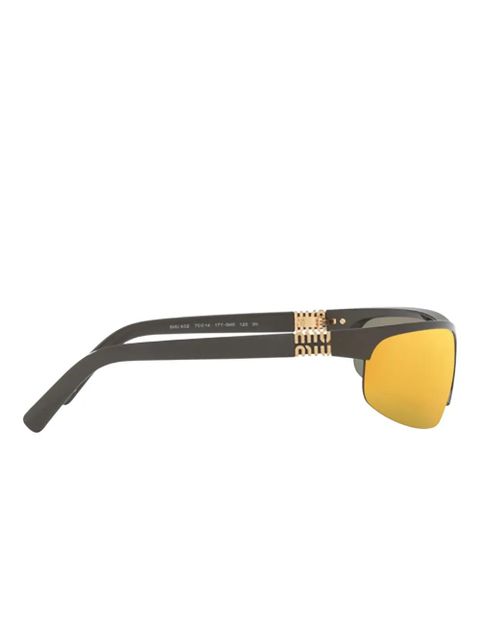 Miu Miu Eyewear metal-detail shield sunglasses - Black