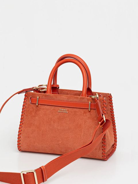 Tommy Hilfiger torebka zamszowa kolor pomarańczowy AW0AW17469