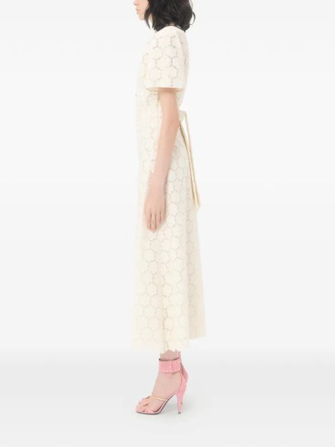 Valentino Garavani midi dress in Fleurs à Jours cotton - Neutrals