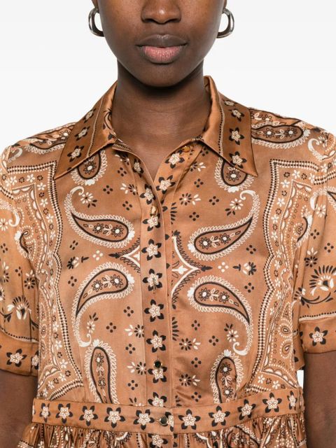 SANDRO Vanessi paisley ruffled shirt - Brown