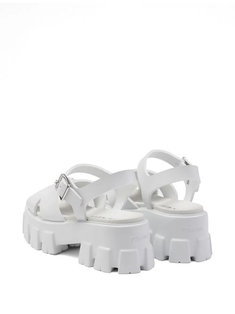 Prada triangle-logo platform sandals - White