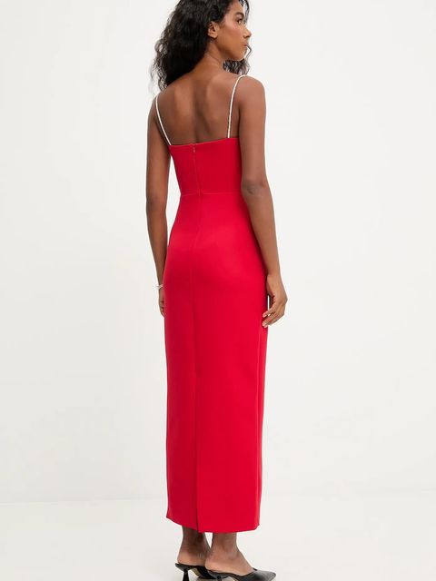 Answear.LAB sukienka kolor czerwony maxi dopasowana