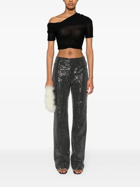 ROTATE BIRGER CHRISTENSEN high-waisted sequin-embellished jeans - Black