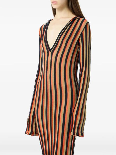 Blumarine striped hooded dress - Black