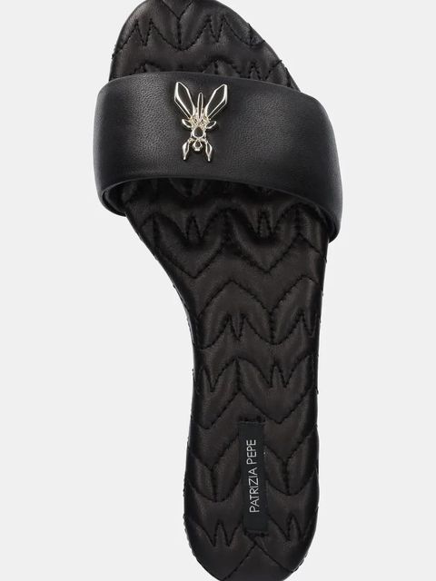 Patrizia Pepe klapki skórzane damskie kolor czarny 8X0078 L048 K103