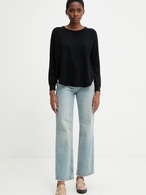 United Colors of Benetton sweter z dodatkiem wełny damski kolor czarny lekki 1Y6SD10EG - zdjęcie produktu nr 2