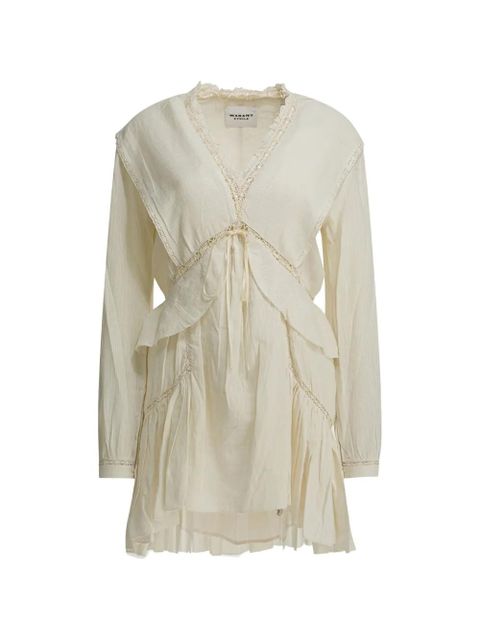 MARANT ÉTOILE lace-trim front-tie dress - Neutrals - zdjęcie produktu nr 1