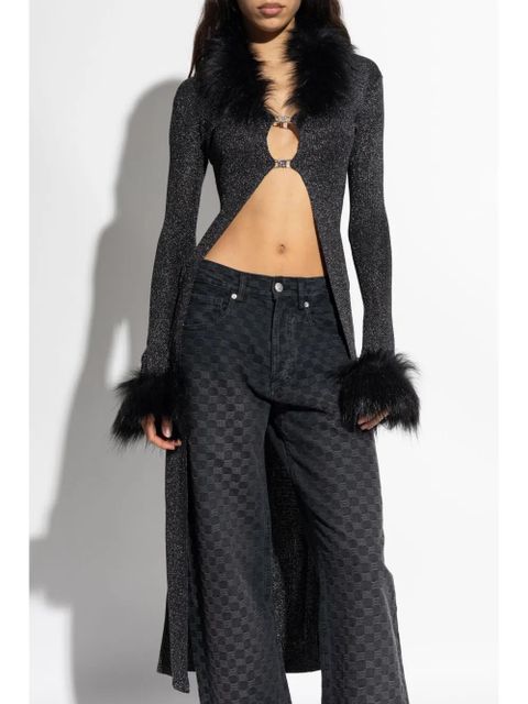 MISBHV faux-fur trim maxi cardigan - Grey