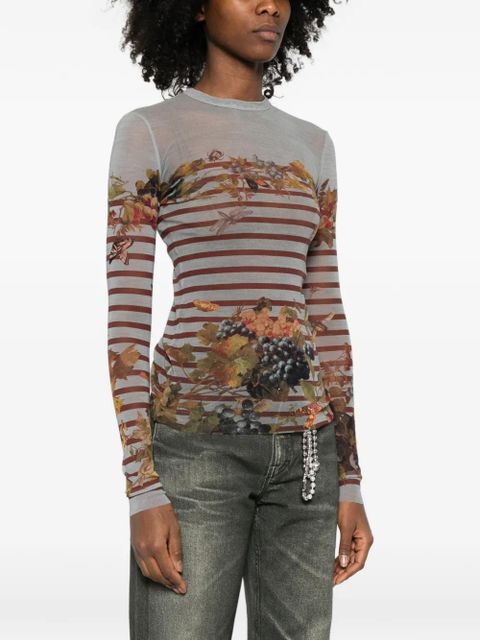 Jean Paul Gaultier Marinière striped grape-print top - Grey - zdjęcie produktu nr 2