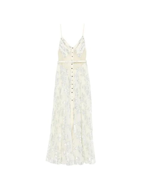 Self-Portrait metallic floral-pattern maxi dress - Neutrals - zdjęcie produktu nr 1