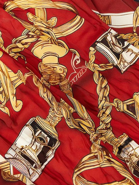 Balenciaga patterned silk twill scarf - Red