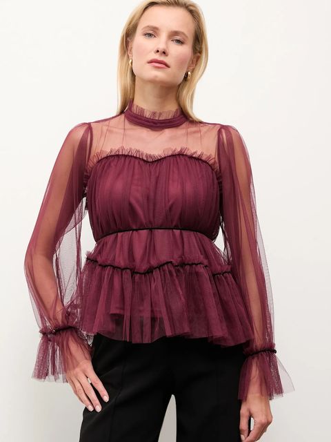 Answear.LAB bluzka damska kolor bordowy gładka - zdjęcie produktu nr 2