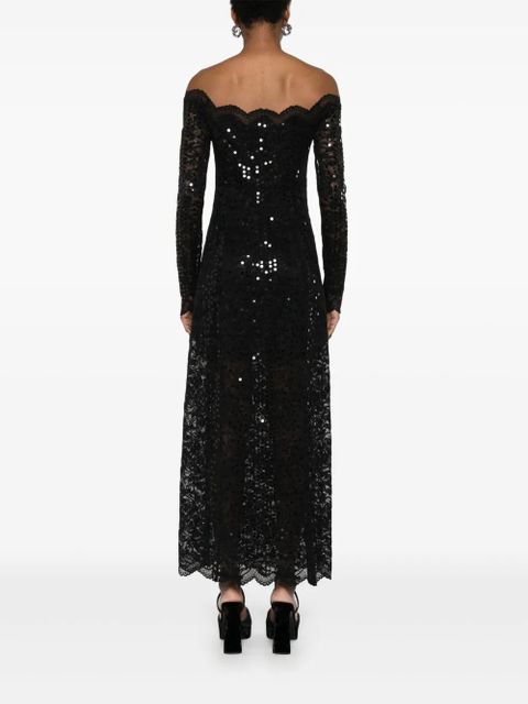 Rabanne sequin-embroidered lace maxi dress - Black