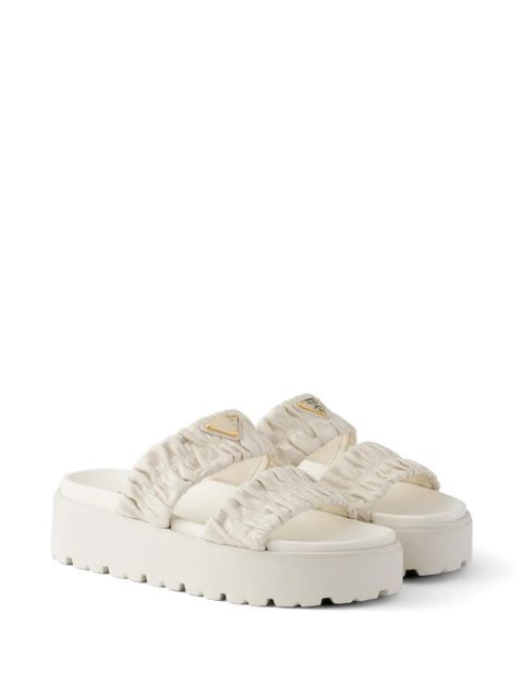 Prada Matelassé nappa leather flatform slides - Neutrals - zdjęcie produktu nr 2
