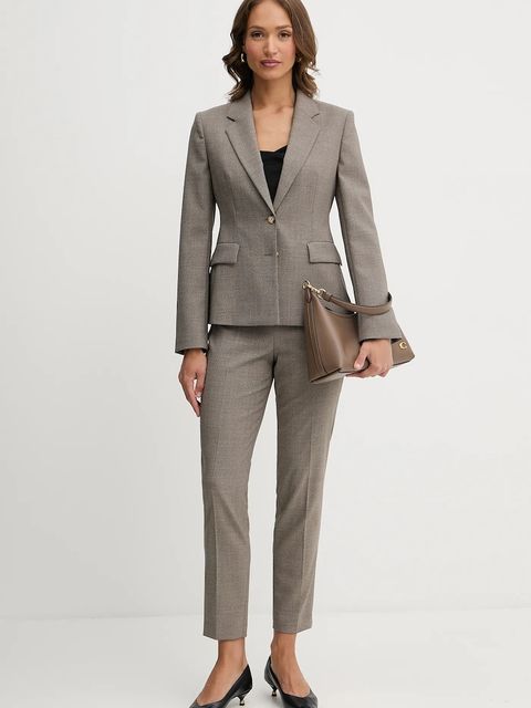 BOSS marynarka wełniana kolor beżowy jednorzędowa gładka 50544333 - zdjęcie produktu nr 2