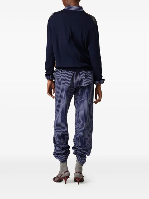 Miu Miu argyle V-neck wool sweater - Blue