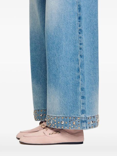 SANDRO rhinestone-embellishment straight jeans - Blue