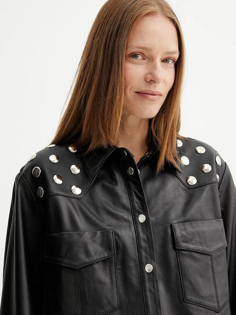 Gestuz kurtka skórzana kolor czarny przejściowa 10910464