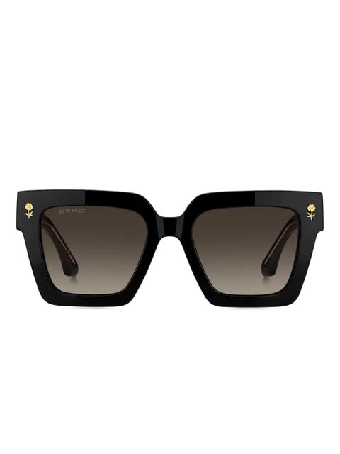 ETRO rose-embellished square sunglasses - Black - zdjęcie produktu nr 1