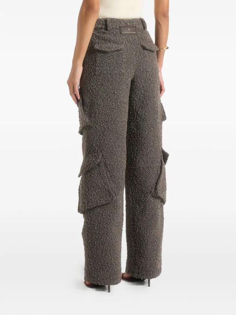 Manière De Voir Anne high-waisted boucle-effect cargo pants - Brown
