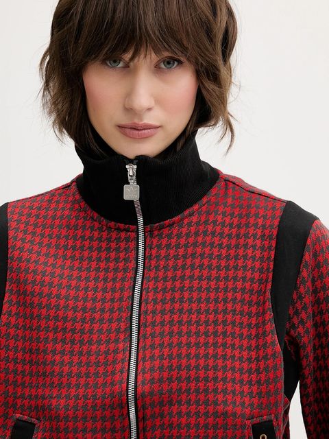 adidas Originals bluza Houndstooth damska kolor czerwony wzorzysta JY3461