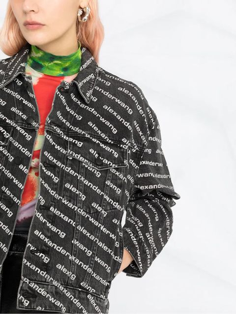 Alexander Wang all-over logo-print jacket - Black