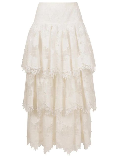 ZIMMERMANN lace-detailing high-waist skirt - White - zdjęcie produktu nr 1