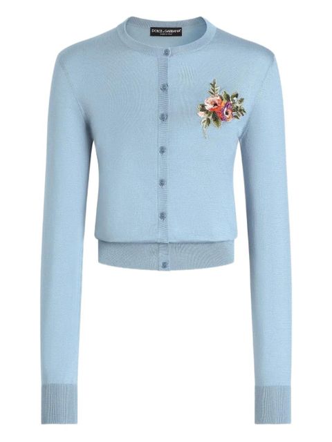 Dolce & Gabbana floral-appliqué cardigan - Blue - zdjęcie produktu nr 1