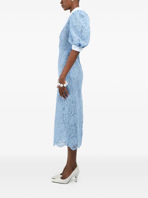 Rowen Rose lace polo-collar midi dress - Blue