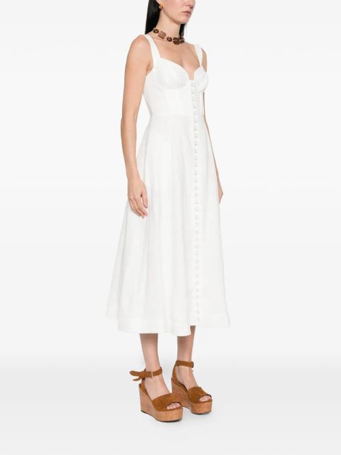ZIMMERMANN Luna button-fastening midi dress - White