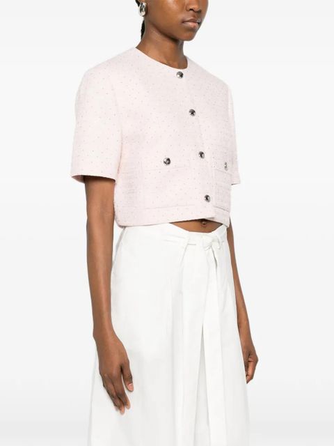 Maje sequin-embellished cropped jacket - Pink