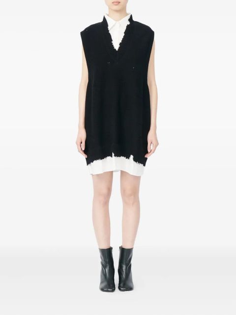MM6 Maison Margiela frayed mini knitted dress - Black