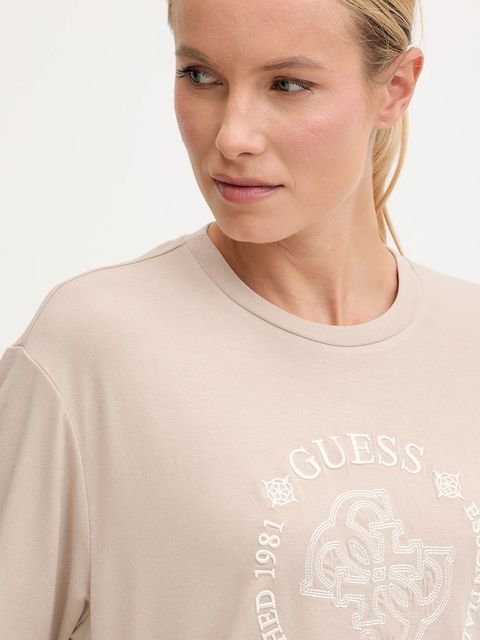 Guess t-shirt CARLA damski kolor beżowy V5YI05 KCOA2