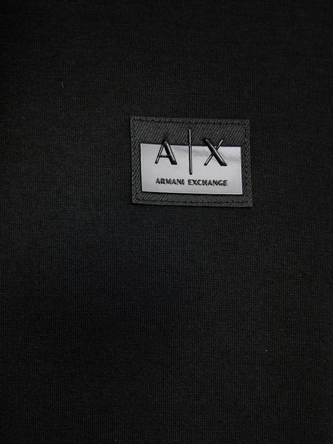 Armani Exchange bluza damska kolor czarny z kapturem gładka XW000987 AF10818