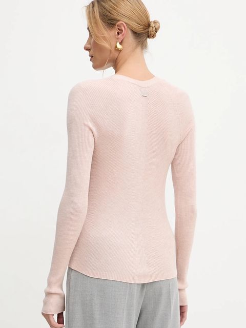 BOSS kardigan wełniany damski kolor pomarańczowy lekki 50544904