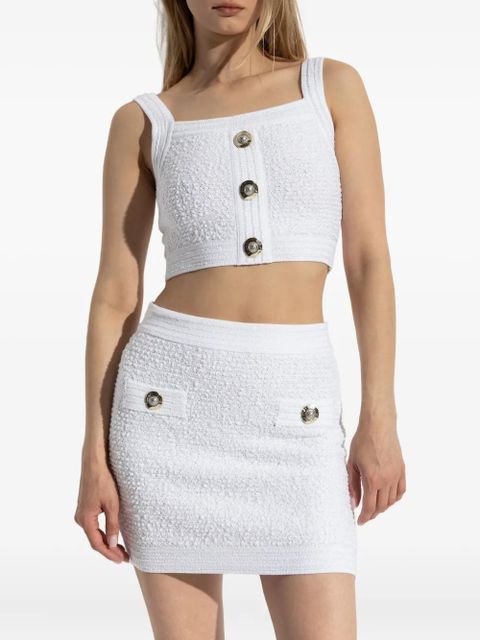 Balmain button-embellished cropped top - Neutrals