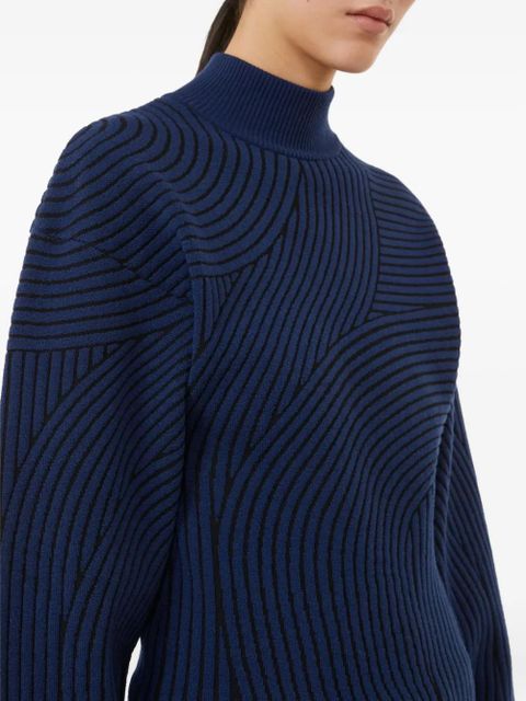 Max Mara Febo wave-pattern high-neck sweater - Blue