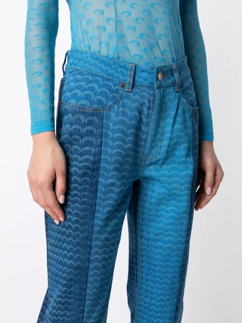 Marine Serre Moonfish Skin panelled jeans - Blue