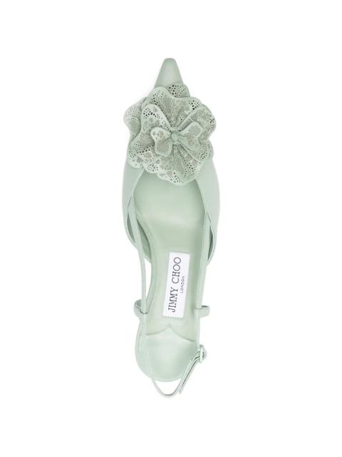 Jimmy Choo floral-detail pointed pumps - Green