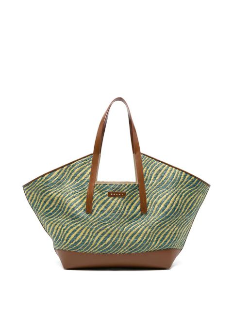 Marni striped-pattern tote bag - Green - zdjęcie produktu nr 1
