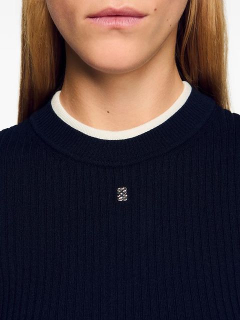 SANDRO long-sleeve ribbed T-shirt - Blue