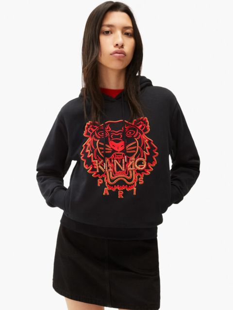 KENZO - Czarna bluza z czerwonym tygrysem