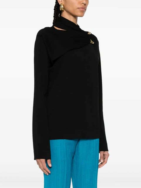 Jil Sander scarf-detailed knit top - Black