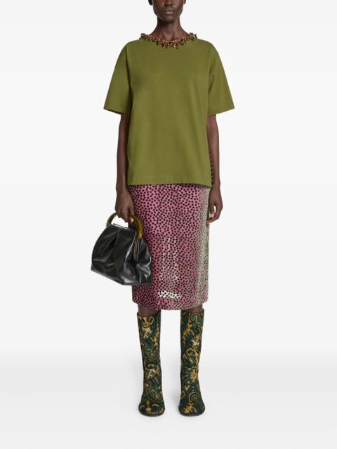 DRIES VAN NOTEN button-embellishment cotton T-shirt - Green