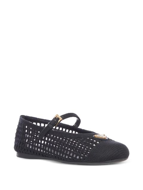 Prada crochet logo-plaque ballet flats - Black - zdjęcie produktu nr 2