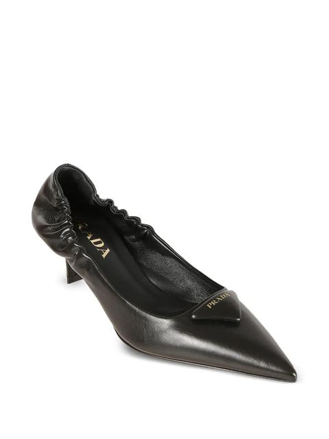 Prada pointed-toe triangle leather pumps - Black - zdjęcie produktu nr 2