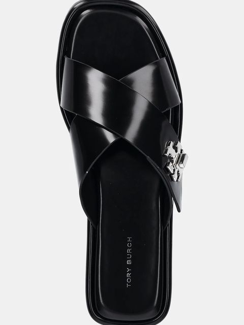 Tory Burch klapki skórzane T Lock Cross Band Slide