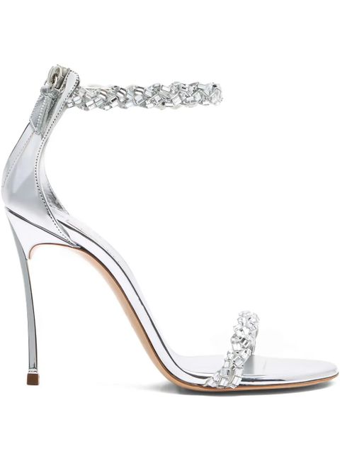 Casadei 100mm Starsway crystal-embellished stiletto sandals - Silver - zdjęcie produktu nr 1