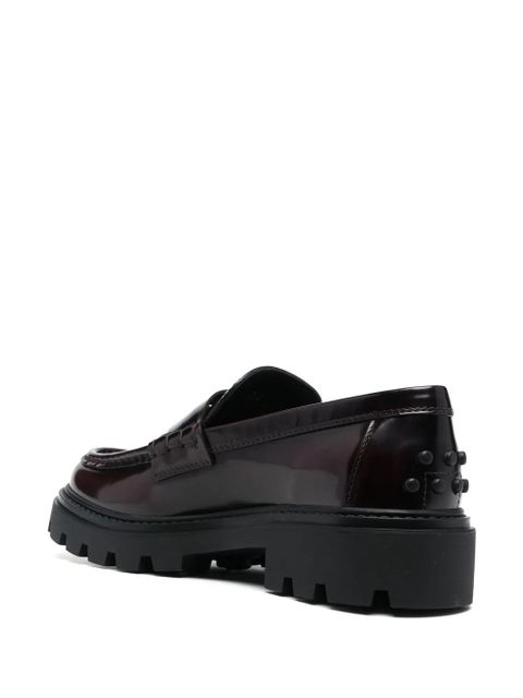 Tod's semi-patent leather loafers - Red