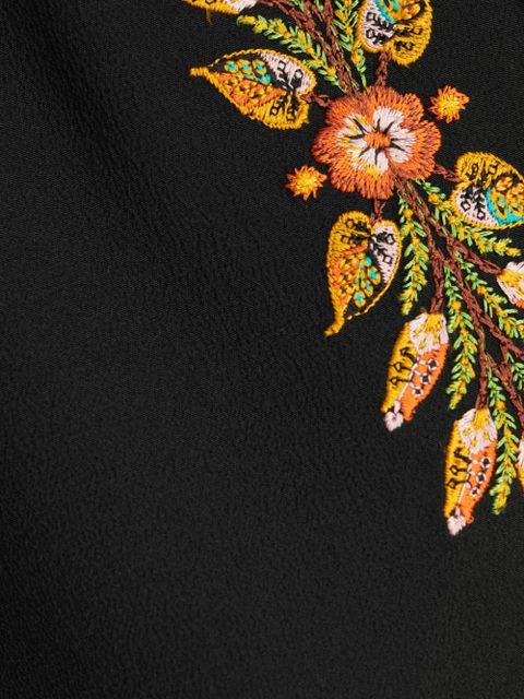 ETRO leaf-embroidery silk shirt - Black